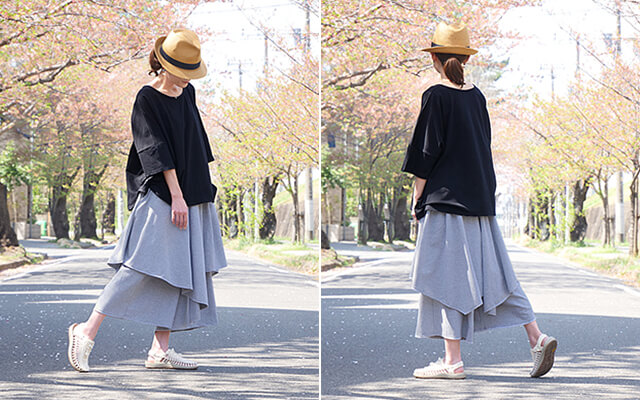 アシメレイヤードパンツ（グレー）