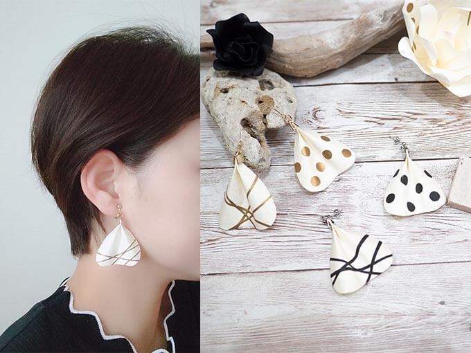 女性への予算3000円のプチプレゼントでおすすめの高級洋紙で作られた花びらピアス