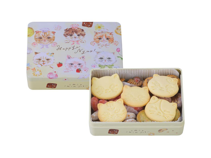 予算3000円の消耗品の出産祝いでおすすめの猫デザインの缶クッキー