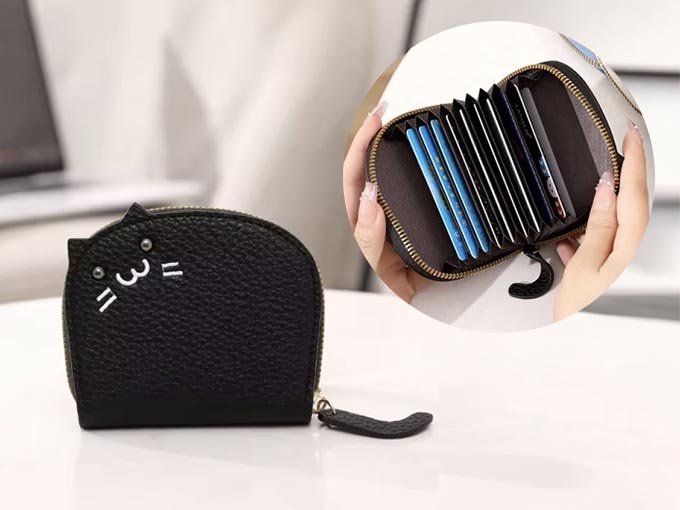 ねこカードケース(ブラック)