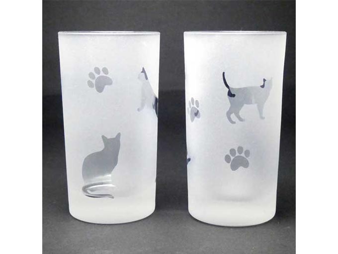 名入れができる猫のタンブラー　ペアセット