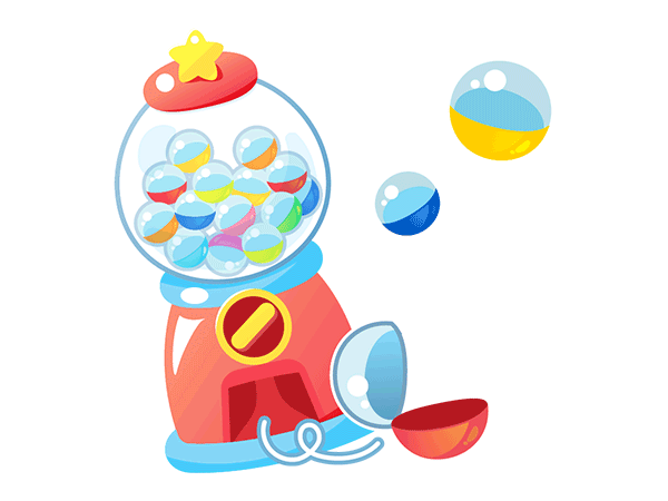 ガラポンが左右に揺れるアニメ