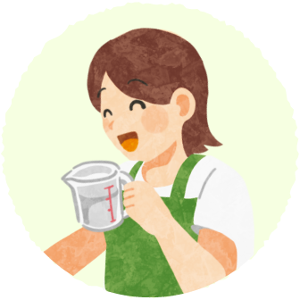 エプロンを付けた笑顔のお母さんのイラスト