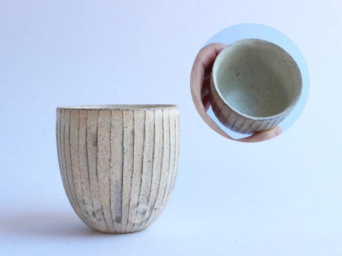 粉引線紋(こひきせんもん)　湯呑み