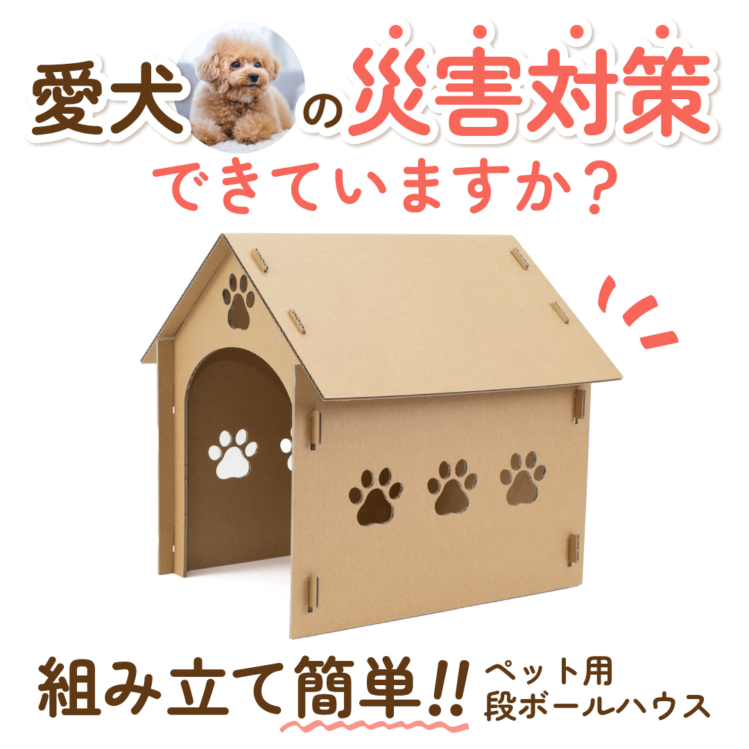 愛犬の災害対策できていますか？組み立て簡単!!ペット用段ボールハウス