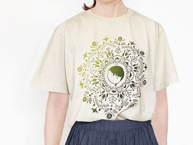ねこの曼荼羅Tシャツ(グラデーション)黄緑