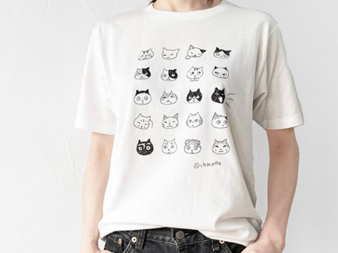 ねこのかおTシャツ(オフホワイト)
