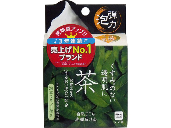 自然ごこち 茶 洗顔せっけん 泡立てネット付き 80g