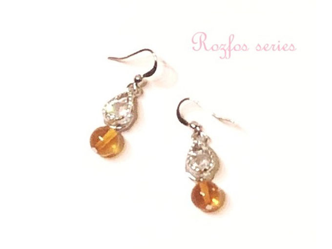 琥珀とキラキラしずく*ピアス(イヤリング)