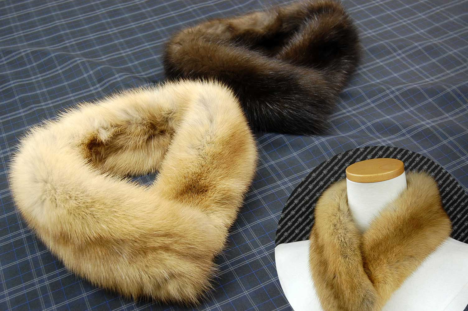 ロシアンセーブル　ダブルフェイスミニマフラー