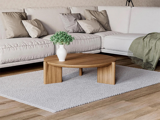 オーク無垢材 ラウンドコーヒーテーブル