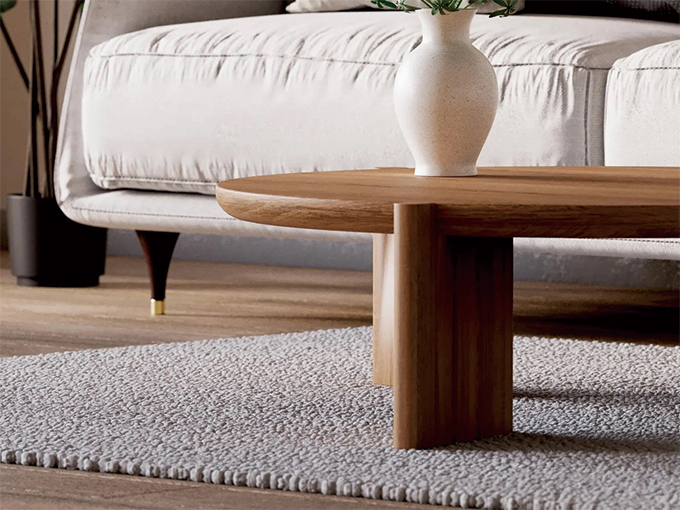 オーク無垢材 ラウンドコーヒーテーブル