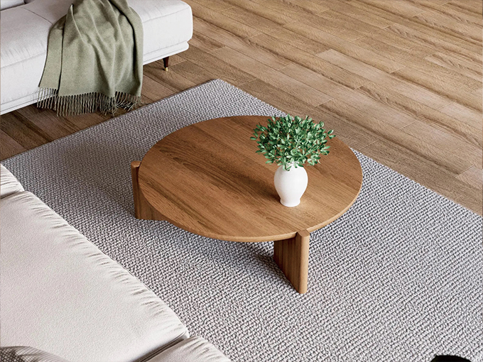 オーク無垢材 ラウンドコーヒーテーブル