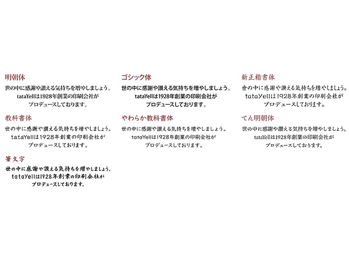 フォントの種類