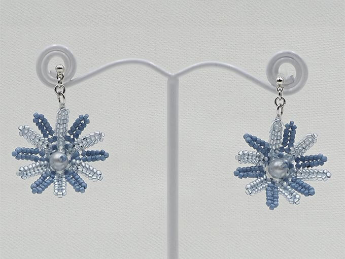 すくも藍キット「矢車菊のイヤリング」