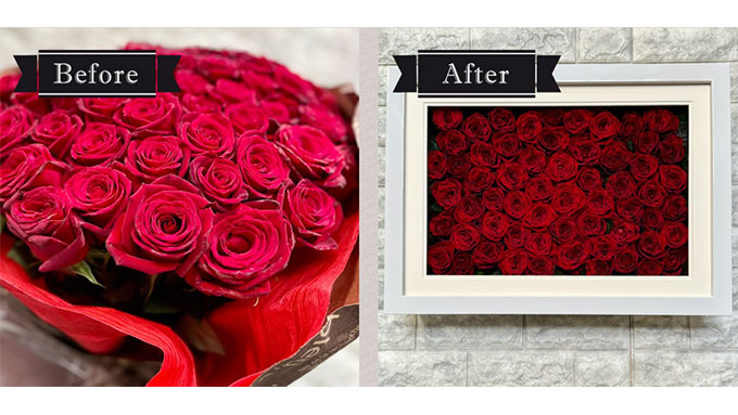 思い出の60本のバラをずっと鑑賞できるブリザーブドフラワー