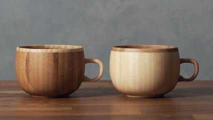 天然竹の優しい手ざわり！　フォルムがかわいいマグカップセットの画像