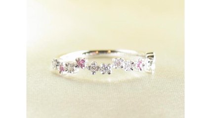 0.05mmまでこだわるリング“flowerpicked pinkyring pt/diamond&pinksapphire”の画像