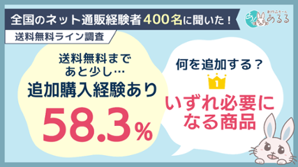 送料無料のために「予定外の商品を追加購入」した経験は58.3％。追加する商品1位は「いずれ必要になる商品」の画像