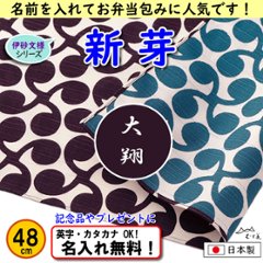 伊砂文様 両面シリーズ 小ふろしき 【新芽 ムラサキ/ブルー 48cm】　名入れ無料 むす美 日本製 の画像