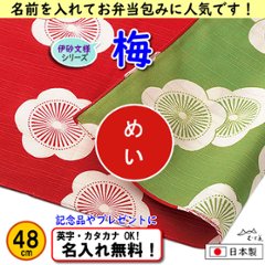 伊砂文様 両面シリーズ 小ふろしき 【梅 アカ/グリーン 48cm】　名入れ無料 むす美 日本製 の画像