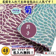 伊砂文様 両面シリーズ 小ふろしき 【菊　ウスムラサキ/セイジ 48cm】　名入れ無料 むす美 日本製 の画像