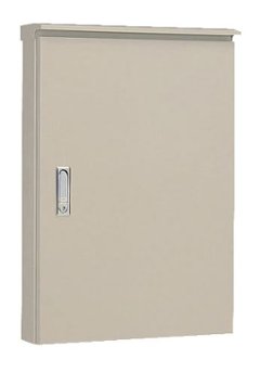 ORB12-612 屋外用制御盤キャビネット（水切構造 防塵 防水パッキン付 木製基板付 片扉）ライトベージュ塗装 フカサ120mm  日東工業の画像