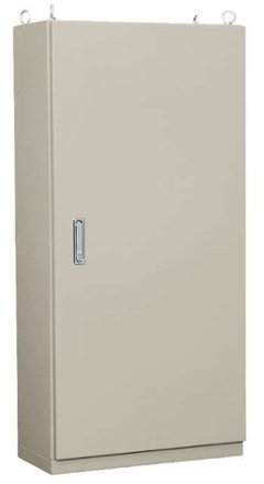 E35-710A・自立制御盤キャビネット（基台付 鉄製基板付 片扉）ライトベージュ塗装 フカサ350mm　【日東工業】の画像
