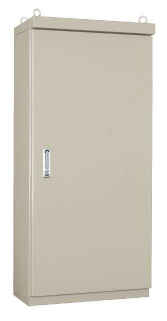 OE35-1019A・屋外用自立制御盤キャビネット（屋根付 鉄製基板付 両扉）ライトベージュ塗装 フカサ350mm　【日東工業】画像