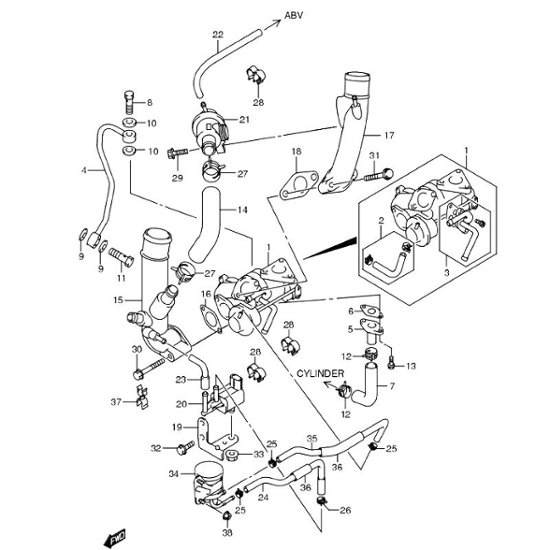 ターボチャージャ　　ジムニー　JB23W  4型　310001～400000画像