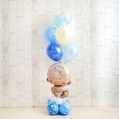 BABYバルーンでお祝いするBlue Baby Showerの画像