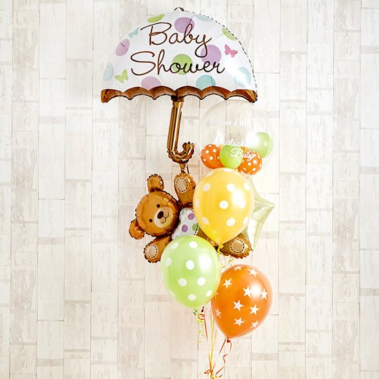 キュートなテディベアーがひょっこり顔を出すBaby Shower画像