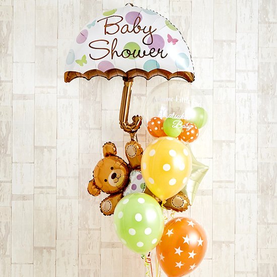 キュートなテディベアーがひょっこり顔を出すBaby Shower画像