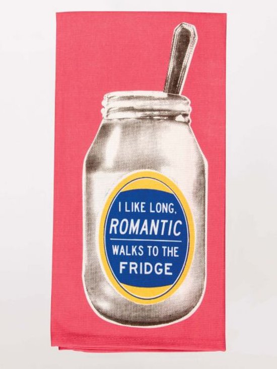 "I Like Long Romantic Walks To The Fridge" Dish Towel画像