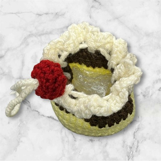 手編み 小物入れ 3点セット プリンモチーフ 巾着 ミニバッグ ハンドメイド かぎ針編み スイーツモチーフ 小物ポーチ かわいい 編み物雑貨 収納 インテリア 雑貨 ギフト プレゼント画像