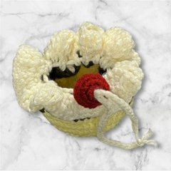 手編み 巾着 3個セット かわいい ミニ巾着 小物入れ 編み物 かぎ針編み プリン ゼリー チェリー スイーツモチーフ ハンドメイド ポーチ 小物収納 アクセサリーケース イヤホンケース キャンディ入画像