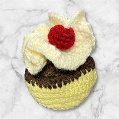 手編み 巾着 3個セット かわいい ミニ巾着 小物入れ 編み物 かぎ針編み プリン ゼリー チェリー スイーツモチーフ ハンドメイド ポーチ 小物収納 アクセサリーケース イヤホンケース キャンディ入画像