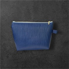 ポーチ 2個セット フェイクレザー ブルー 大小セット レディース メンズ 化粧ポーチ 小物入れ シンプル おしゃれ 大人 上品 ファスナー ポーチセット メガネケース バッグインバッグ ギフト プレ画像