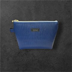ポーチ 2個セット フェイクレザー ブルー 大小セット レディース メンズ 化粧ポーチ 小物入れ シンプル おしゃれ 大人 上品 ファスナー ポーチセット メガネケース バッグインバッグ ギフト プレ画像