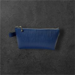 ポーチ 2個セット フェイクレザー ブルー 大小セット レディース メンズ 化粧ポーチ 小物入れ シンプル おしゃれ 大人 上品 ファスナー ポーチセット メガネケース バッグインバッグ ギフト プレ画像