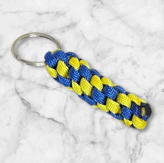パラコード キーホルダー ブルー イエロー 編み込み ハンドメイド キーリング アウトドア メンズ レディース おしゃれ ポップ 明るめ バッグアクセサリー リュック キーケース プレゼント ギフト画像