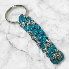パラコード キーホルダー ブルー グレー 編み込み ハンドメイド キーリング アウトドア メンズ レディース おしゃれ バッグアクセサリー リュック キーケース プレゼント ギフト画像