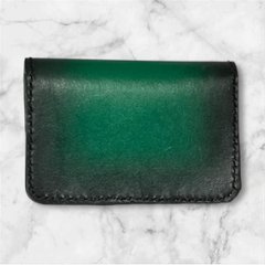 本革 ミニウォレット ハンドメイド 日本製 メンズ レディース セカンド 経年変化 楽しめる フラップ付 サブ 財布 緑 黒 グラデーション画像