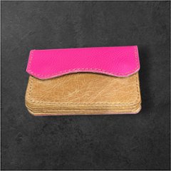 本革 ミニウォレット ハンドメイド レディース メンズ セカンド 経年変化 楽しめる フラップ付 財布 ピンク ブラウンの画像
