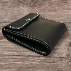 ヌメ革 二つ折り財布 ハーフウォレット ブラック ハンドメイド メンズ 収納 カード入れ コインケース 札入れ L76の画像