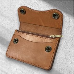 【送料無料】本革 レザー ミニ財布 トラッカーウォレット ブラウン レディース メンズ コンパクト財布 小さい財布 コインケース ミニウォレット ハンドメイド 小銭入れ キャッシュレス財布 サブ財布画像