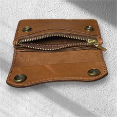 【送料無料】本革 レザー ミニ財布 トラッカーウォレット ブラウン レディース メンズ コンパクト財布 小さい財布 コインケース ミニウォレット ハンドメイド 小銭入れ キャッシュレス財布 サブ財布画像