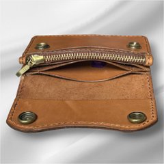 【送料無料】本革 レザー ミニ財布 トラッカーウォレット ブラウン レディース メンズ コンパクト財布 小さい財布 コインケース ミニウォレット ハンドメイド 小銭入れ キャッシュレス財布 サブ財布画像