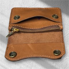 【送料無料】本革 レザー ミニ財布 トラッカーウォレット ブラウン レディース メンズ コンパクト財布 小さい財布 コインケース ミニウォレット ハンドメイド 小銭入れ キャッシュレス財布 サブ財布画像