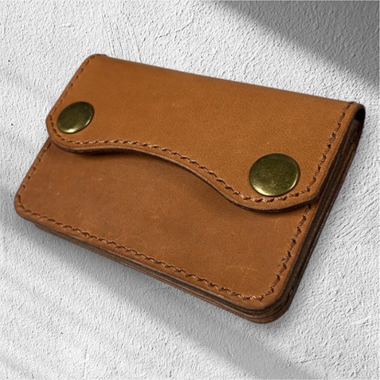 【送料無料】本革 レザー ミニ財布 トラッカーウォレット ブラウン レディース メンズ コンパクト財布 小さい財布 コインケース ミニウォレット ハンドメイド 小銭入れ キャッシュレス財布 サブ財布画像
